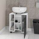 Ver imagem 4 de Gabinete de Coluna Para Banheiro Pequin Branco Nero B02 com Espelho Adnet 54 cm Preto - Lyam Decor