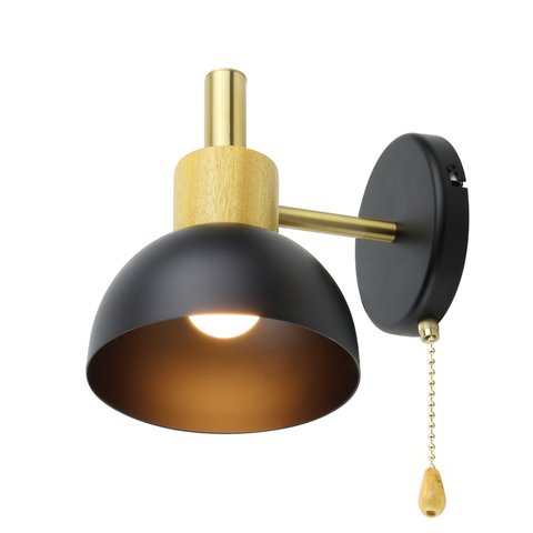 Arandela Moderna Ipê Cordão Liga e Desliga Preto e Dourado Spotline