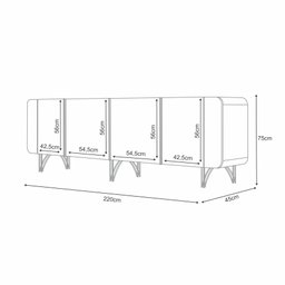 Aparador Buffet Bancada Saluti Hb Móveis 220 Cm - Off White - 2