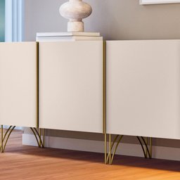 Aparador Buffet Bancada Saluti Hb Móveis 220 Cm - Off White - 4