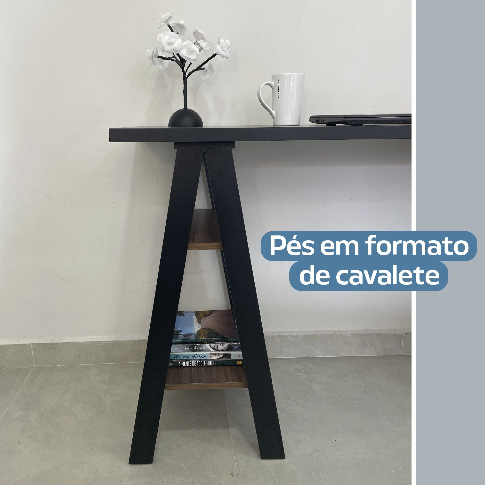 Escrivaninha Cavalete 135cm 5 Gavetas 2 Prateleiras Spirit  - 9