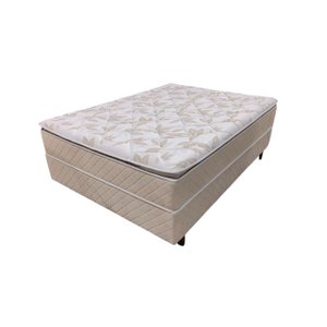 Conjunto Box Casal King Size Atria Plus Semi Ortopédico com Espuma D33 e D29 Soft 1,93x2,03x0,68 Beg