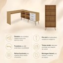 Ver imagem 3 de Kit Mesa de Costura 3 Gavetas 4 Nichos com Estante Retrô Multimóveis MP6107 Madeirado/Branco