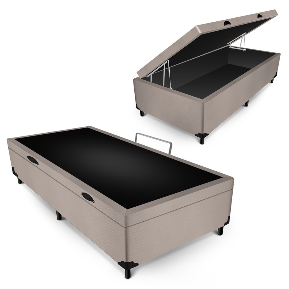 Box Baú Max Ultra Suede Bege Solteiro 88x188x42cm Maxpuma