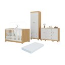 Ver imagem 1 de Quarto de Bebê Completo Berço Americano 3 em 1 Colchão Dengo Multimóveis Mp4612 Madeirado/branco