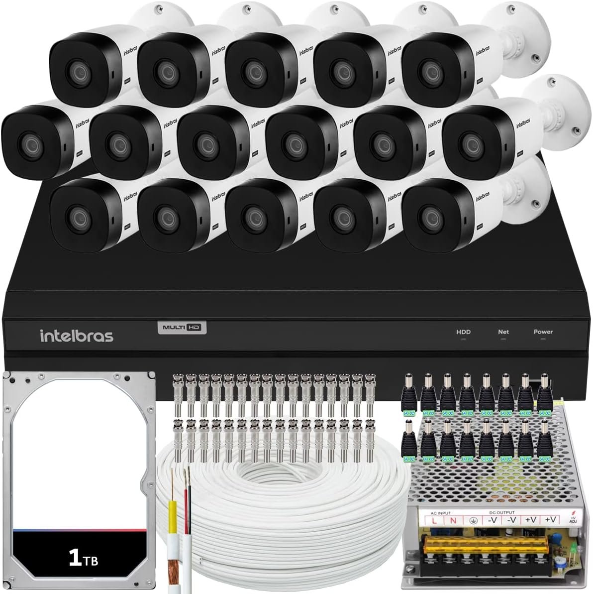 Kit 16 Câmeras Intelbras Vhl 1220 Full 20m Dvr 16 Canais 1tb