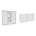 Ver imagem 2 de Conjunto com Cômoda 8 Gavetas e Guarda-Roupa 3 Portas com Espelho Porto Branco