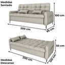 Ver imagem 2 de Sofa Cama 2 Lugares 200cm Pillar Linho Vancouver E483 Milani Store Bege