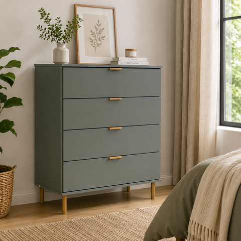 Cômoda Ditália 4 Gavetas Dm-242 Verde Oliva