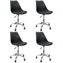 Ver imagem 1 de Kit 4 Cadeiras Leda Office Luisa Saarinen Estofada Base Giratória Cromada - Preto