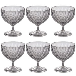 Taça de Plástico para Sobremesa 350ml Cristal Glamour Incolor com 6 Unidades Plasutil Ref.14252