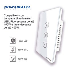 Interruptor Touch Dimmer Inteligente Wi-Fi RF433 Tuya Alexa - 4