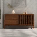 Ver imagem 1 de Buffet Ripado Balcão Hall de Entrada 145 Cm 2 Gavetas Madeira Castanho Adamo  Idimex