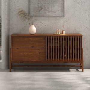 Buffet Ripado Balcão Hall de Entrada 145 Cm 2 Gavetas Madeira Castanho Adamo  Idimex