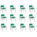 Ver imagem 1 de Kit 12 Cadeiras Infantil Iso, Escola, Base Cinza- Verde Escuro