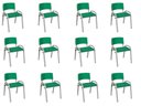 Ver imagem 1 de Kit 12 Cadeiras Infantil Iso, Escola, Base Cinza- Verde Escuro