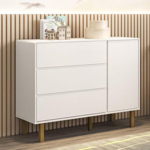 Cômoda Infantil 3 Gavetas com Fraldário Olívia Branco Fosco Carolina Baby