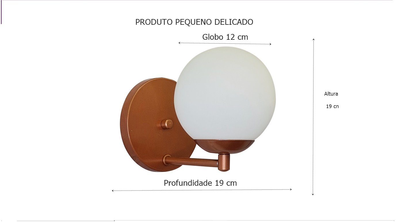 Kit 2 Arandela Jabuticaba Cobre Globo 12cm com Interruptor - 3