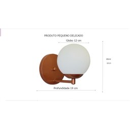 Kit 2 Arandela Jabuticaba Cobre Globo 12cm com Interruptor - 3