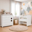 Ver imagem 1 de Quarto de Bebê 100% MDF com Mini Berço e Cômoda Life Branco