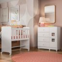 Ver imagem 1 de Quarto de Bebê 100% MDF com Mini Berço e Cômoda Life Branco