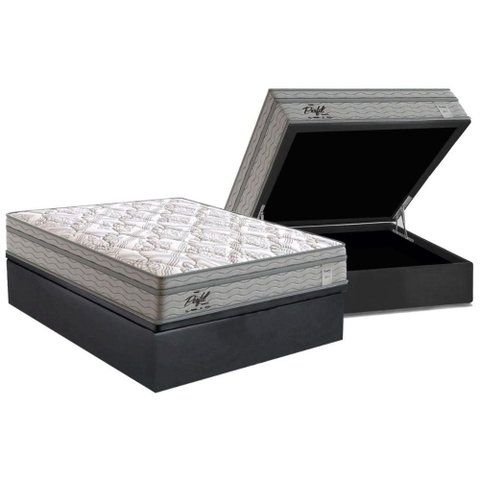 Cama Box Baú Casal: Colchão Molas Masterpocket Ensacadas Probel Perfil Springs + Base Crc Suede