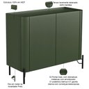Ver imagem 2 de Buffet para Sala de Jantar 2 Portas 1 Gaveta Pés Industrial Preto Naim I03 Musgo - Lyam
