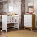 Ver imagem 1 de Quarto de Bebê 100% MDF com Mini Berço e Cômoda Soft Life Branco/Madeirado Ypê