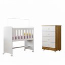 Ver imagem 2 de Quarto de Bebê 100% MDF com Mini Berço e Cômoda Soft Life Branco/Madeirado Ypê