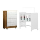 Ver imagem 2 de Quarto de Bebê 100% MDF com Mini Berço e Cômoda Soft Life Branco/Madeirado Ypê