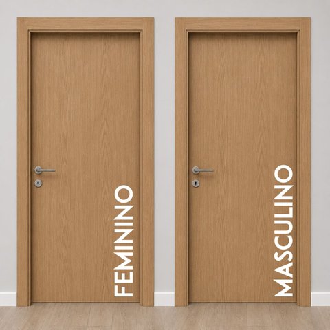 Adesivo Porta Sinalização Banheiro Feminino e Masculino Moderno e Minimalista
