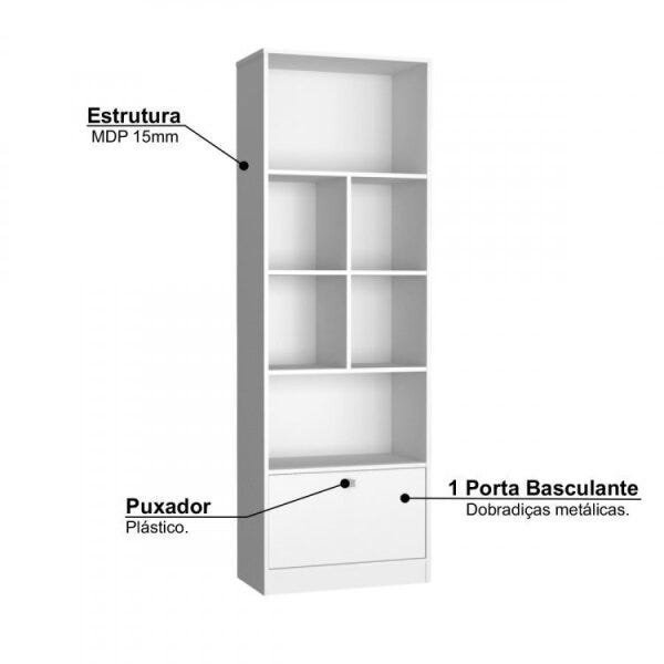 Kit 2 Peças com Escrivaninha e Estante Livreiro 6 Nichos 1 Porta B30 - 10