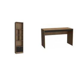 Kit 2 Peças com Escrivaninha e Estante Livreiro 6 Nichos 1 Porta B30 - 2