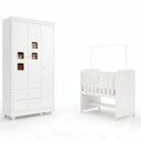 Ver imagem 2 de Quarto de Bebê 100% MDF com Mini Berço e Roupeiro Life 3 Portas Branco