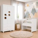 Ver imagem 1 de Quarto de Bebê 100% MDF com Mini Berço e Roupeiro Life 3 Portas Branco