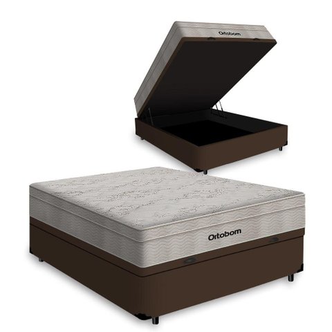Cama Box Baú com Colchão Molas Ortobom Airtech Viúva 128cm
