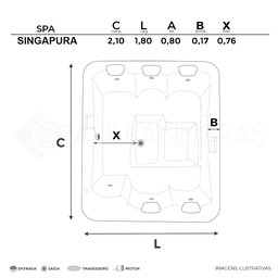 Spa Retangular Singapura com Hidro - 220v - 3