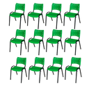Ver imagem 2 de Kit 12 Cadeiras Iso Fixa Empilhável Escola Igreja Salão:verde