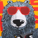 Ver imagem 2 de Fronha Portallar Malha 100% Algodão Estampa Localizada Dj Urso 48cmx68cm Branco