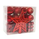 Ver imagem 1 de Kit com 44 Peças de Enfeite Natalino com Estrela, Bolinhas, Festão e Cordão de Pérolas - Vermelho