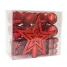 Kit com 44 Peças de Enfeite Natalino com Estrela, Bolinhas, Festão e Cordão de Pérolas - Vermelho - 1