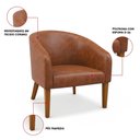 Ver imagem 3 de Poltrona Sala Decorativa Kit 2 Stella Pé Madeira Trapézio Castanho Sintético Pu Nozes D03 - D’Rossi
