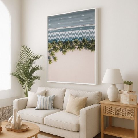 Quadro Canvas Rio Ipanema Vista Aerea 40x30cm Mold Branca