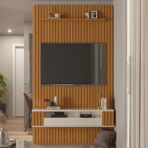 Painel Ripado para Tv até 55 Polegadas Intense com Nicho 135cm