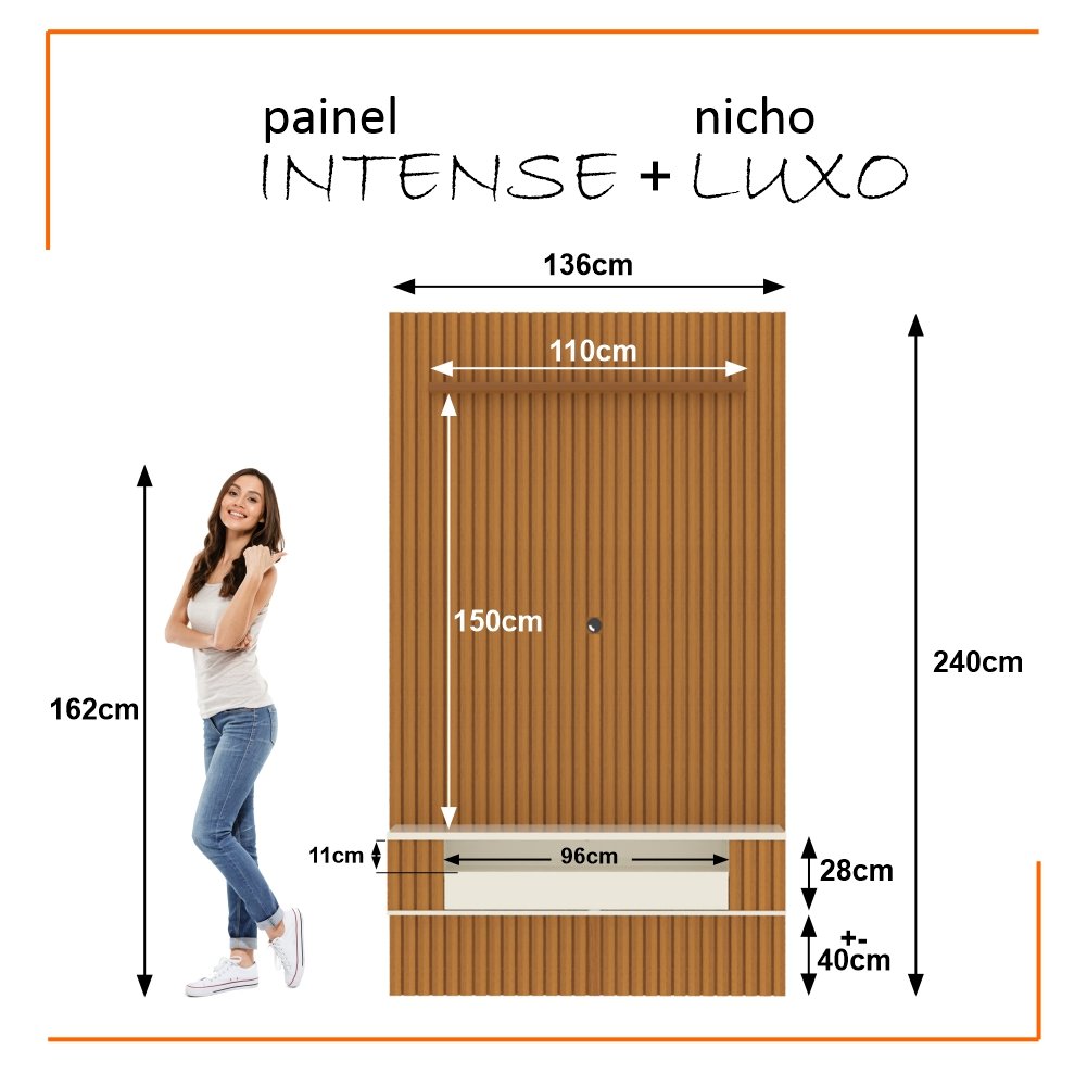 Painel Ripado para Tv até 55 Polegadas Intense com Nicho 135cm - 10