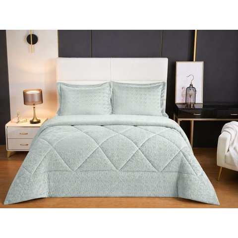 Coberdrom de Plush Antialérgico 100% Poliéster Queen 240x260cm - Verde Alecrim