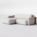 Ver imagem 1 de Sofá Ibiza sem Caixa com Super Chaise 2,24m em Linho Off White Areia e Corino Marrom - Home Mobily