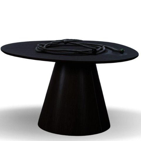 Mesa Cone Redonda Orgânica em Ébano 90cm