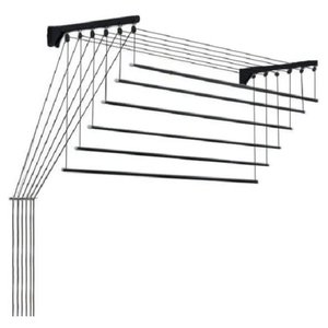 Varal Teto Parede 6 Varetas Aço 120cm Secalux Varal de Teto e Parede C/ 6 Varetas 120 cm Preto
