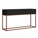 Ver imagem 2 de Aparador Buffet Preto Fosco Estilo Industrial Eros 1,10mts 2 Gavetas com Base de Ferro Cobre Luxo